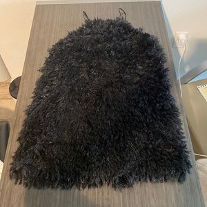 Black feather formal dress